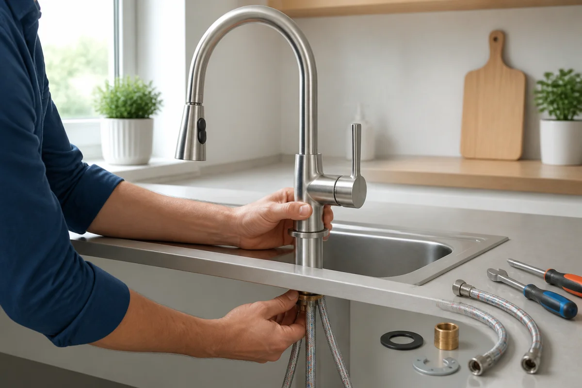 montage mitigeur évier avec douchette grohe